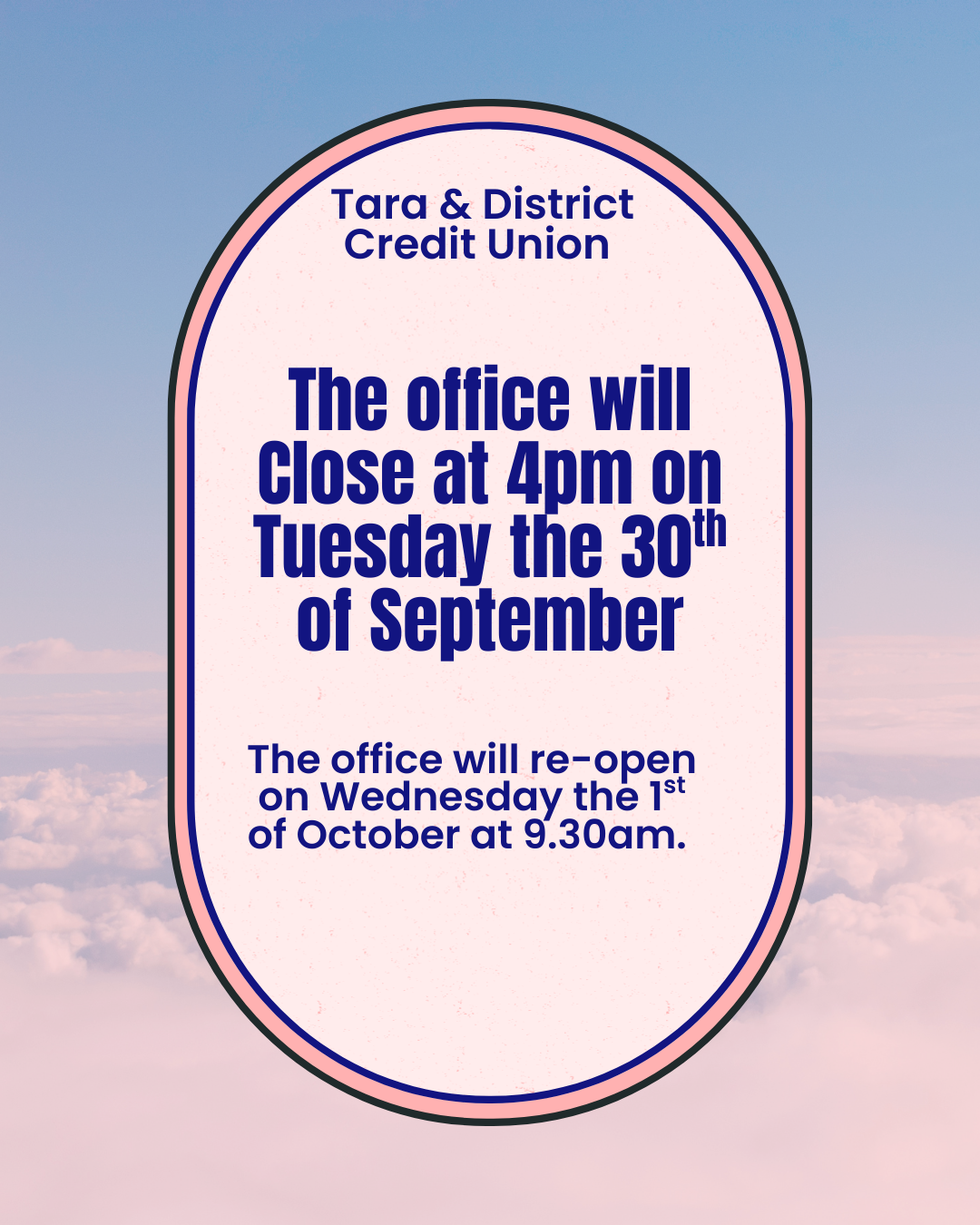 Opening hours for the 30th of September 2025